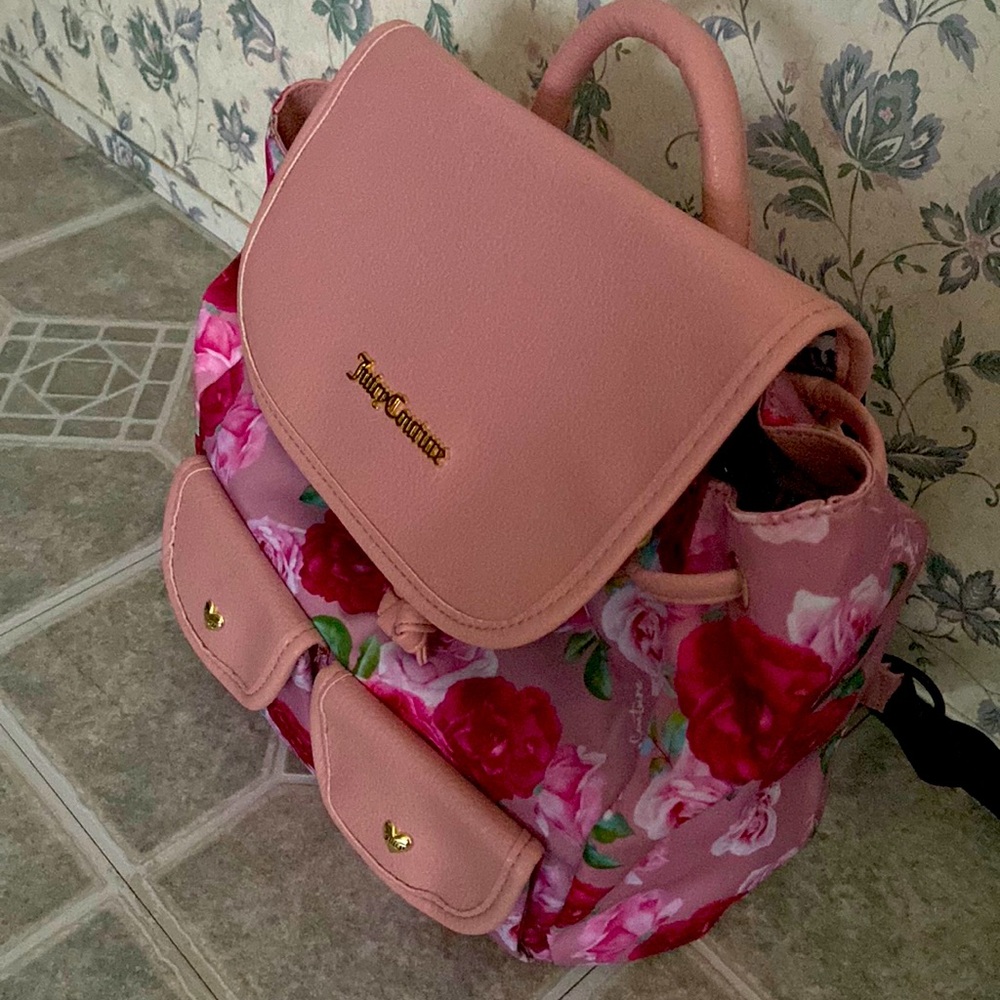 Juicy Couture Mauve Backpack Rose Gold Floral